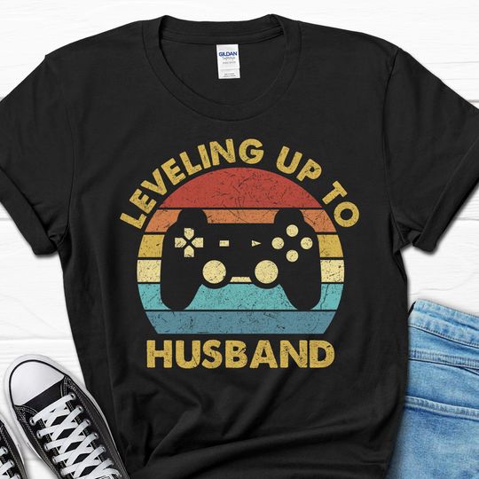 Leveling Up to Husband T-Shirt, Funny Gaming Husband Shirt from Wife