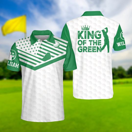 King Of The Green Men Polo Shirt, Cool Gift For Male Golfers, Golf Player Shirt