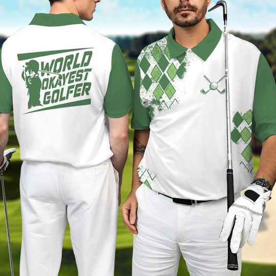 Funny World's Okayest Golfer Polo Shirt, Golf Shirt For Men, Golf Sayings Shirt
