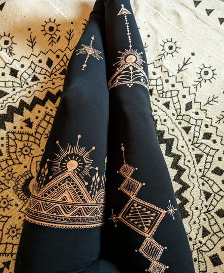 Golden Sun. Handmade Leggings. Yoga Meditation Flower Pants Hippy Ladies Womens Gift