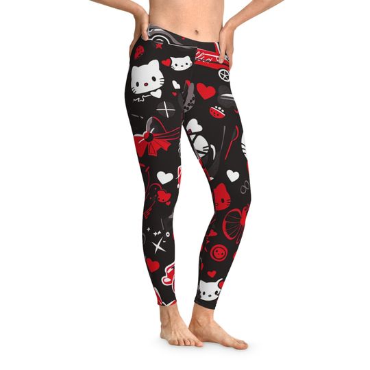 TurboTrendzs Kawaii Kitty Stretchy Leggings (AOP), Perfect comfortable gift for Kitty fans