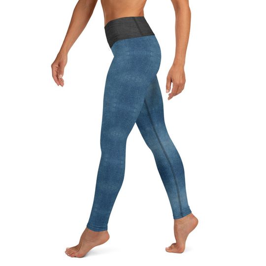 BLUE YOGA LEGGINGS - Simple Soft Yoga Leggings - Yoga Capri Legging - Women Active Wear - Unique Gift For Her