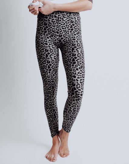 Women's Grey and Black Leopard print buttery soft Yoga waistband Leggings