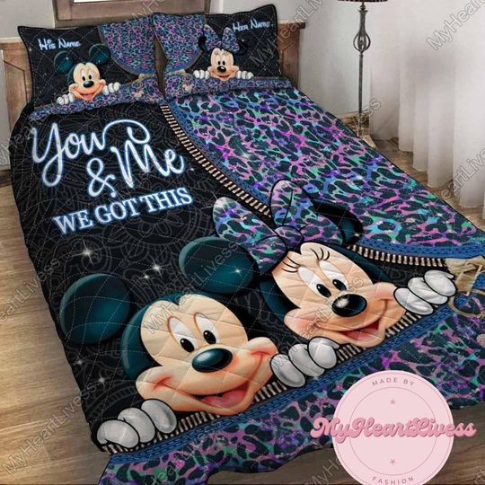 Mickey And Minnie Bedding Set, Disney Gift, Couple Gift, Wedding Gift, Anniversary