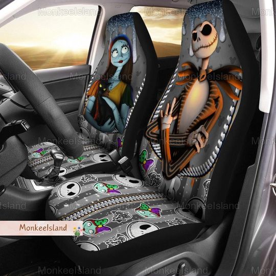 Jack And Sally Car Seat Covers Disney Gift, Couple Gift, Wedding Gift, Anniversary