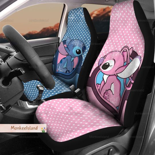 Stitch And Angel Car Seat Covers Disney Gift, Couple Gift, Wedding Gift, Anniversary