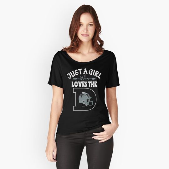 Just A Girl Who Loves The Dallas D Funny Retro Football Relaxed Fit T-Shirt
