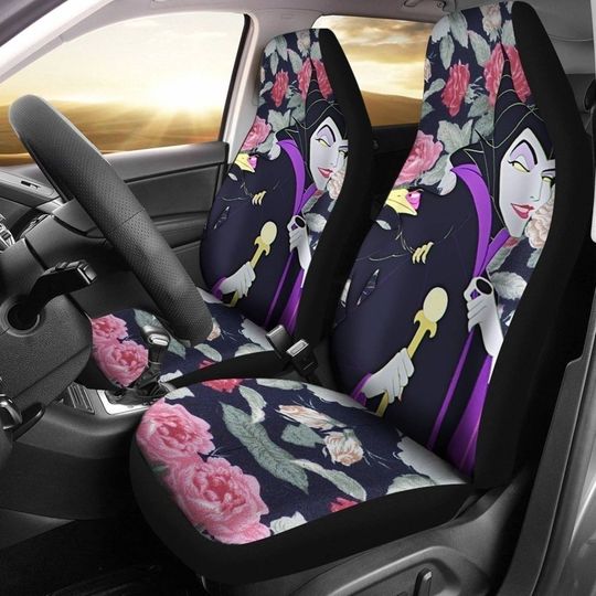 Disneyworld Floral Maleficent Car Seat Covers | Disneyland Villains Car Seat Protector | WDW Maleficent Car Decor Car Accessories