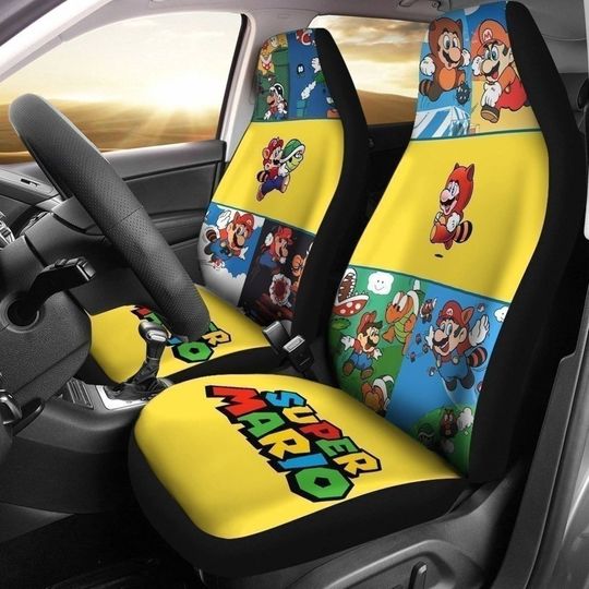 Super Smash Bros Characters Ultimate Car Seat Covers Set | Super Mario Car Accessories | Mario Luigi Seat Cover For Car