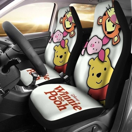 Winnie The Pooh Car Seat Covers Set | Pooh Tigger Piglet Car Accessories | Pooh And Friends Seat Cover For Car