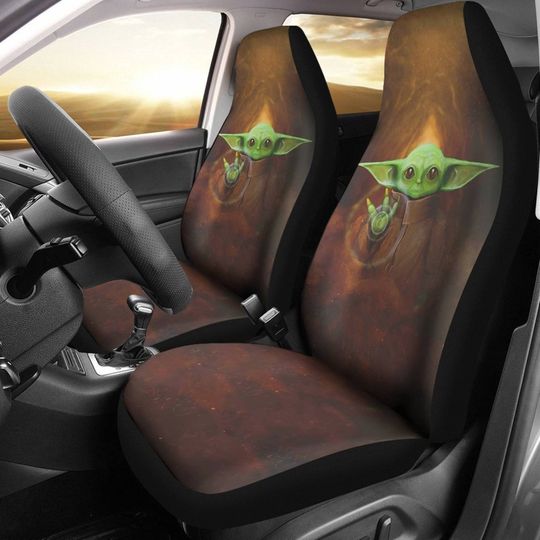Baby Yoda Car Seat Covers Set | The Mandalorian Car Accessories | Star Wars Seat Cover For Car