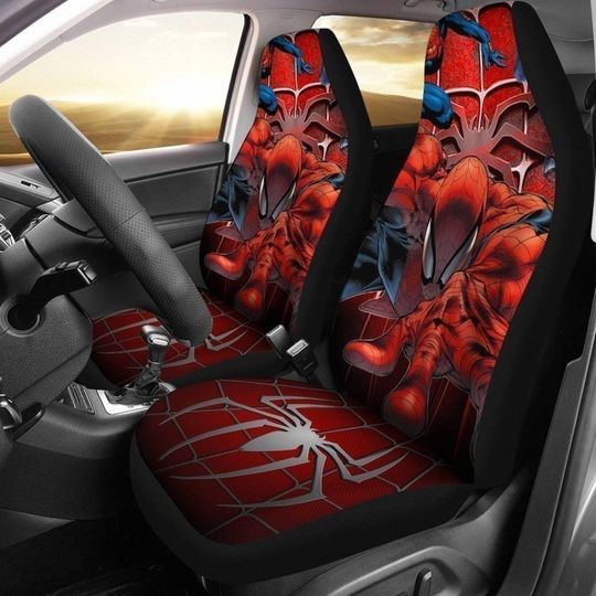 Amazing Spiderman Car Seat Covers Set | Spider Man Car Accessories | Peter Parker Superhero Seat Cover For Car