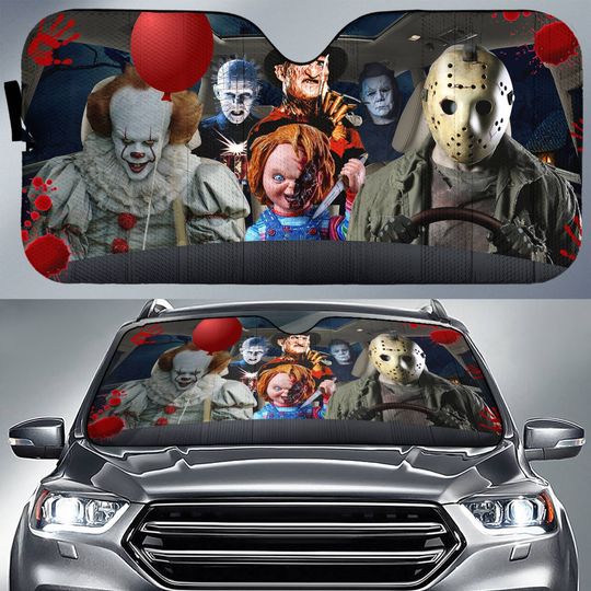 Hallowen Horror Movies Car Auto Sunshade | Jason Voorhees Michael Myers Freddy Krueger Car Sun Shade Car Windshield Car Accessories
