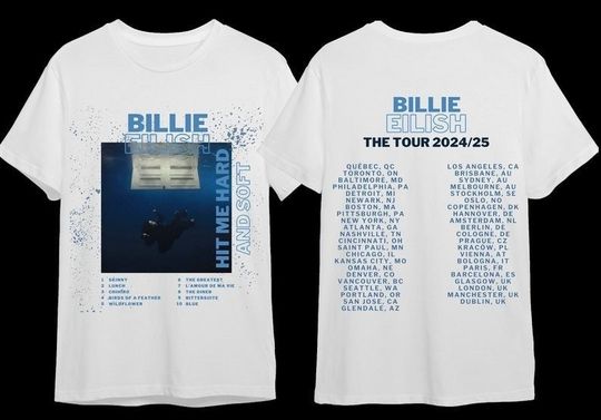 Billie Eilish Hit Me Hard and Soft World Tour 2024 T-Shirt Merch
