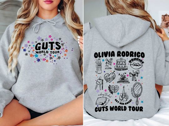 Olivia Rodrigo Guts World Tour Fans Guts Merch, Tour 2024 Music Concert Double Sided Hoodie