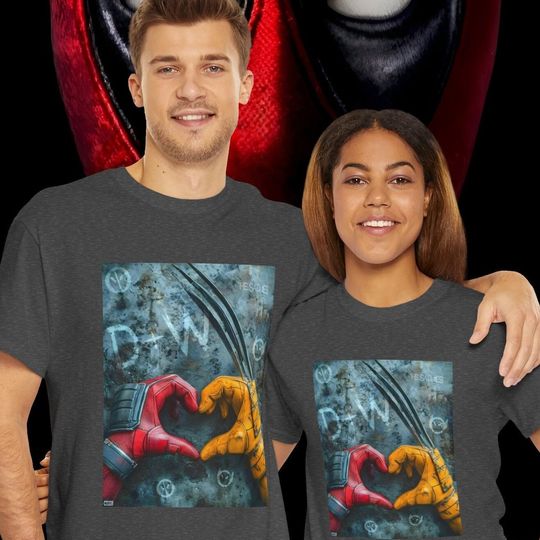 Deadpool Wolverine Heart Hands Unisex T-shirt