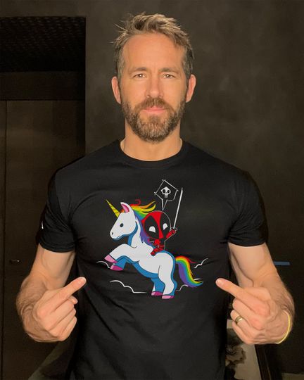 Deadpool Riding A Unicorn T-Shirt Funny Movie Themed