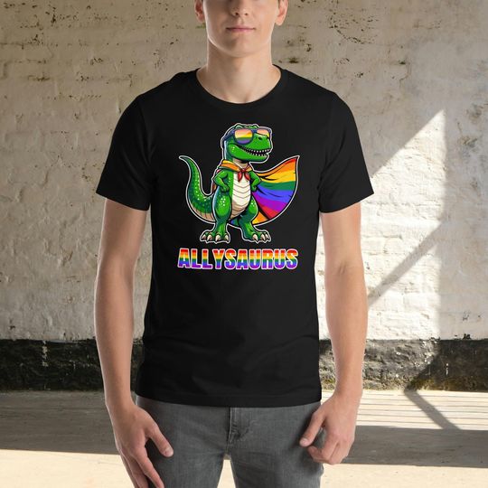 Allysaurus Pride Month T-Shirt | LGBTQ+ Ally Dinosaur Tee