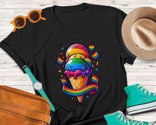 Funny LGBTQ Rainbow Icecream Pride Shirt, LGBTQ Gift