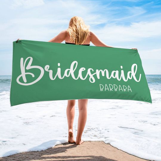 Bridesmaid Beach Towels, Custom Name Beach Towel, Personalized Gift for Bachelorette, Pool Bridal Shower Gift, Personalized Vacation gift