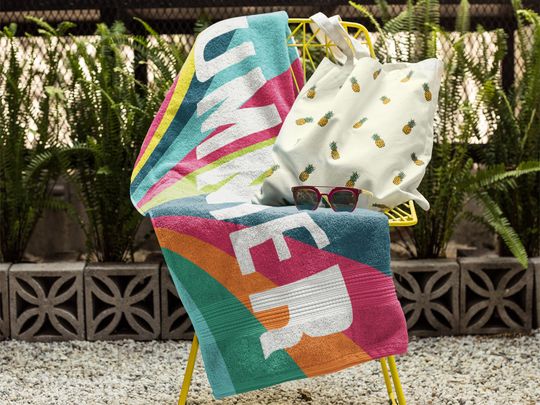 Custom Name Multi-Color Striped Design Beach Towel, Personalized Pool Towel, Bachelorette Trip, Birthday Vacation Gift, Gift For Her Him