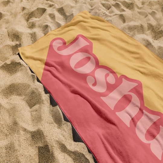 Custom Multicolor Beach Towel, Text Shadow Effect Name Towel, Bachelorette Party Beach Towel, Bridal Shower Gift, Vacation Birthday Gift