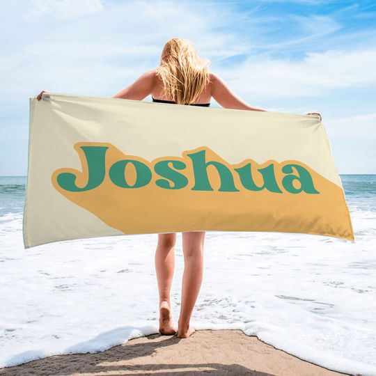 Custom Multicolor Beach Towel, Personalized Name Towel, Retro.Style, Bachelorette Party Beach Towel, Bridal Shower Gift, Vacation Birthday