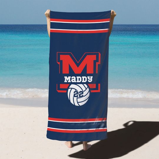 Custom Volleyball Team Towel, Personalized Team Gift, Graduation Gift, Sport Beach Towel, Custom Pool Towel, Birthday Gift, Vacation Gift