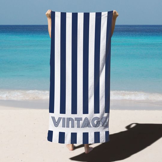 Custom Name Beach Towel, Personalized Beach Towel, Bride Beach Towel, Vertical Lines Towel, Customized Gift Towel, Gift For Her, Pool Towel