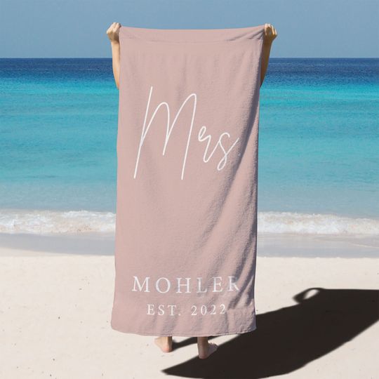 Mr. and Mrs. Custom Beach Towel, Bride Beach Towel, Personalized Beach Towel, Custom Beach Towel,Bachelorette Bride Beach Towel