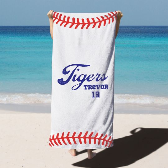 Custom Baseball Team Towel, Sports Personalized Beach Towel, Number And Name, Pool Towel, Beach Towel, Team Gift, Birthday Vacation Gift