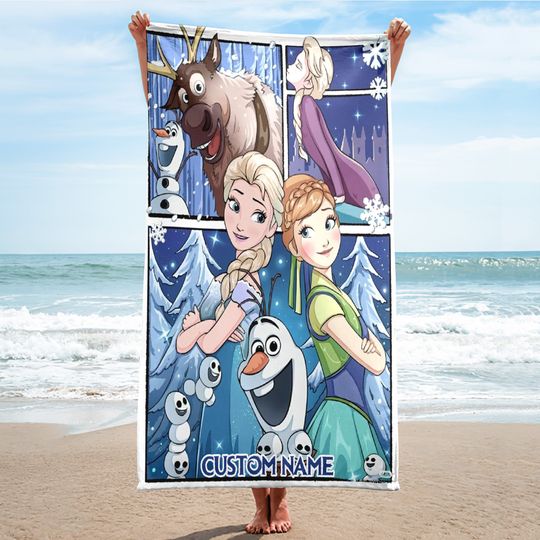 Ice Princess Beach Towels, Princess Characters Beach Towels, Magic World Beach Towel, Princess Beach Towel, Cartoon Beach Towel Gift