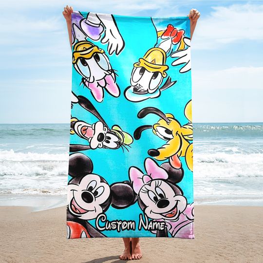 Mouse And Friends Beach Towels, Mouse Movie Beach Towels, Magic World Beach Towel, Mouse Beach Towel, Cartoon Beach Towel Gift
