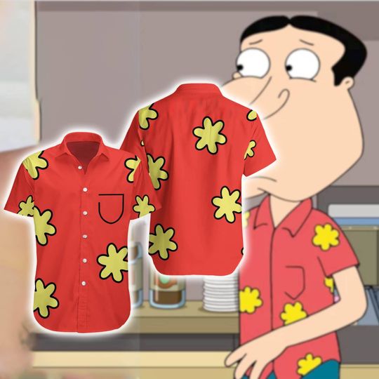 American Adult Animated 3D All Over Print Summer Hawaiian Shirt, Red Tropical T-shirt, Yellow Flower Family Vacation Gift Tee