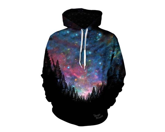 Trippy Space Hoodie - EDM Rave Outfit - Galaxy Sweatshirt - Graphic Galactic Hoodies - Nebula Festival Clothing