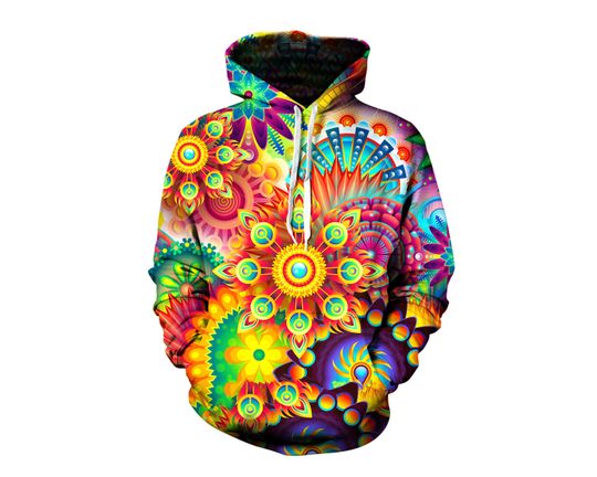 Psychedelic Art Hoodie - All Over Print Pullover - Detailed Graphics