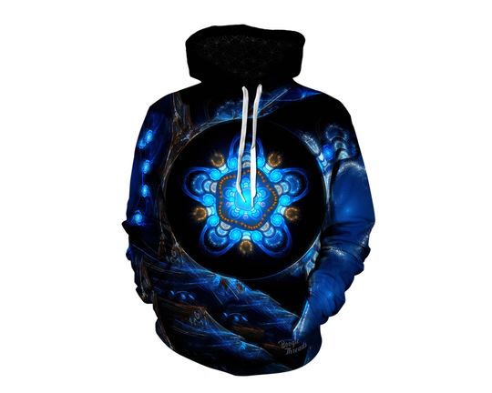 Trippy Fractal Hoodie - Psychedelic Festival Clothing - EDM Outfit - Raver Art - Gift For Men