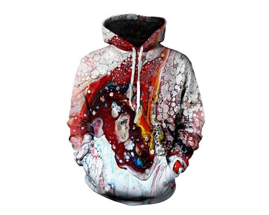Psychedelic Hoodie - Marble Painting Print - Trippy Hoodies - Graphic Sweater - Festival Clothing - Rave Outfit