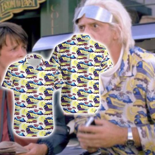 Inventor Of The Future 3D Hawaiian Shirt, Time Travel Train Inspired Summer Hawaiian Streetwear, Mad Scientist Short Sleeve Shirt