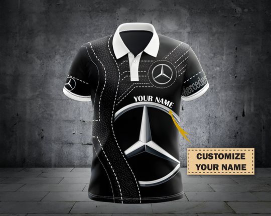 Father's Day Gift Custom Polo Shirts, Personalized Mercedes 3D Printed Polo Shirt