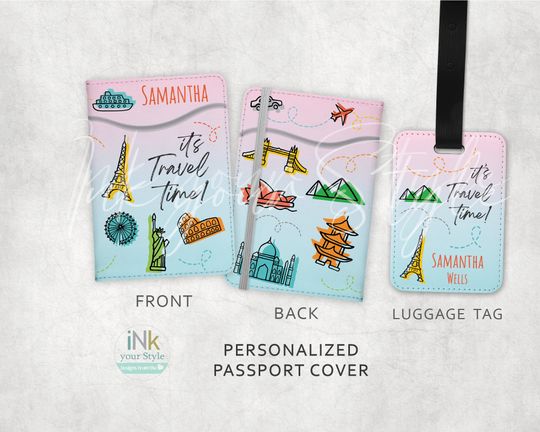 Personalized Passport holder | Personalized Passport Cover | Personalized Luggage Tag/Personalized girls trip gift/Personalized travel Gift