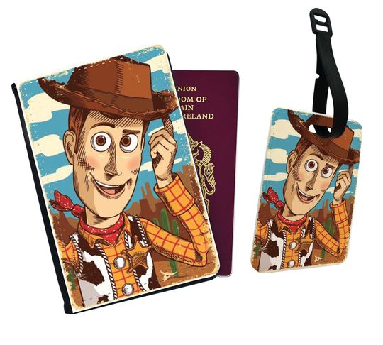 Personalised Faux Leather Passport Cover & Luggage Tag Disney Buzz Lightyear Laser Blast Toy Story Woody Buzz Lightyear Jessie Andy's Toys
