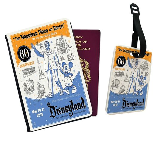 Personalised Faux Leather Passport Cover & Luggage Tag Disneyland Parking Ticket Vintage Disneyworld Adventure Day Out Family Kids