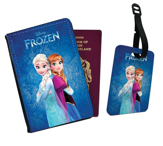 Personalised Faux Leather Passport Cover & Luggage Tag Disney Frozen Olaf Snow Cosplay Elsa Travel Lovers Vintage Disneyland Birthday Gift