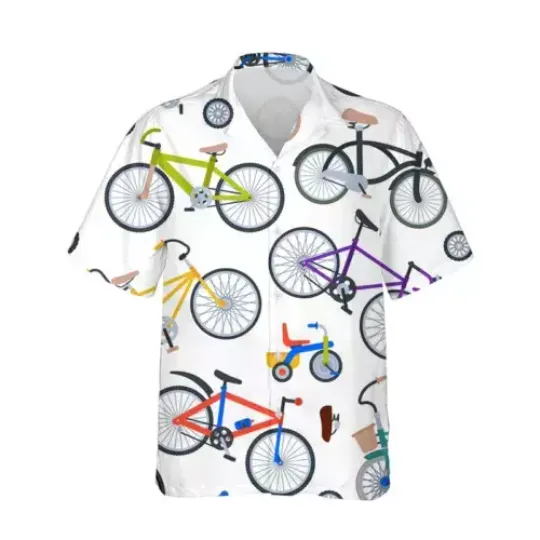 Bicycle Pattern Printed Hawaiian Shirt