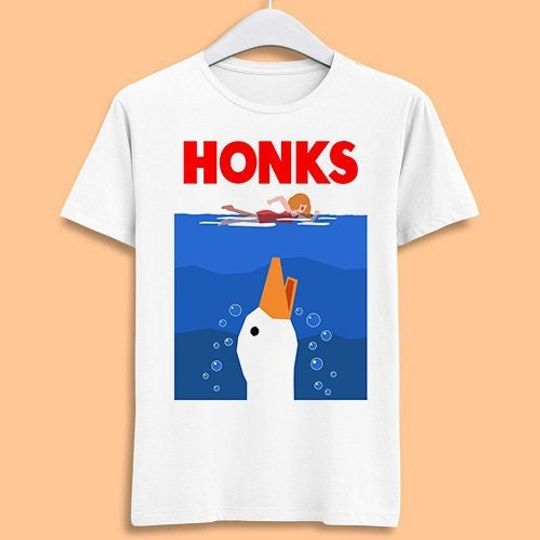 Honk Jaws Honks Goose Duck DnD Unisex  Mens Womens Gift Cool Music Fashion Top  Retro Tee T Shirt 7097