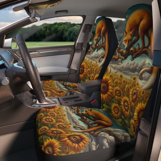 Surrealism Fantasy Fox in the Sunflowers Car Seat Covers