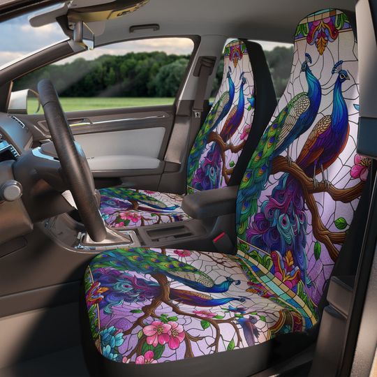 Stained Glass Peacocks Car Seat Covers