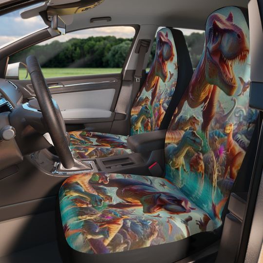 Colorful Dinosaurs in the River Car Seat Covers