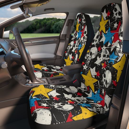 Star Skull Seat Covers, Skull Seat Covers, Colorful Seat Covers, New Driver Gift, Gift Giving Ideas